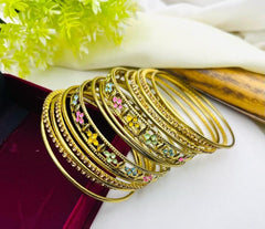 Elegant Gold-Plated Floral Bangles Set – Traditional & Stylish