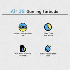 AIR39 Gaming Earbuds – Wireless Bluetooth Earbuds with Low Latency & HD Sound | Noise-Canceling & Long Battery Life