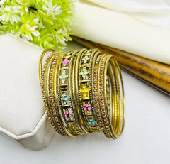 Elegant Gold-Plated Floral Bangles Set – Traditional & Stylish