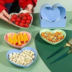 11-Piece Heart-Shaped Plate Set with Stand – Assorted Colors