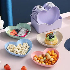 11-Piece Heart-Shaped Plate Set with Stand – Assorted Colors